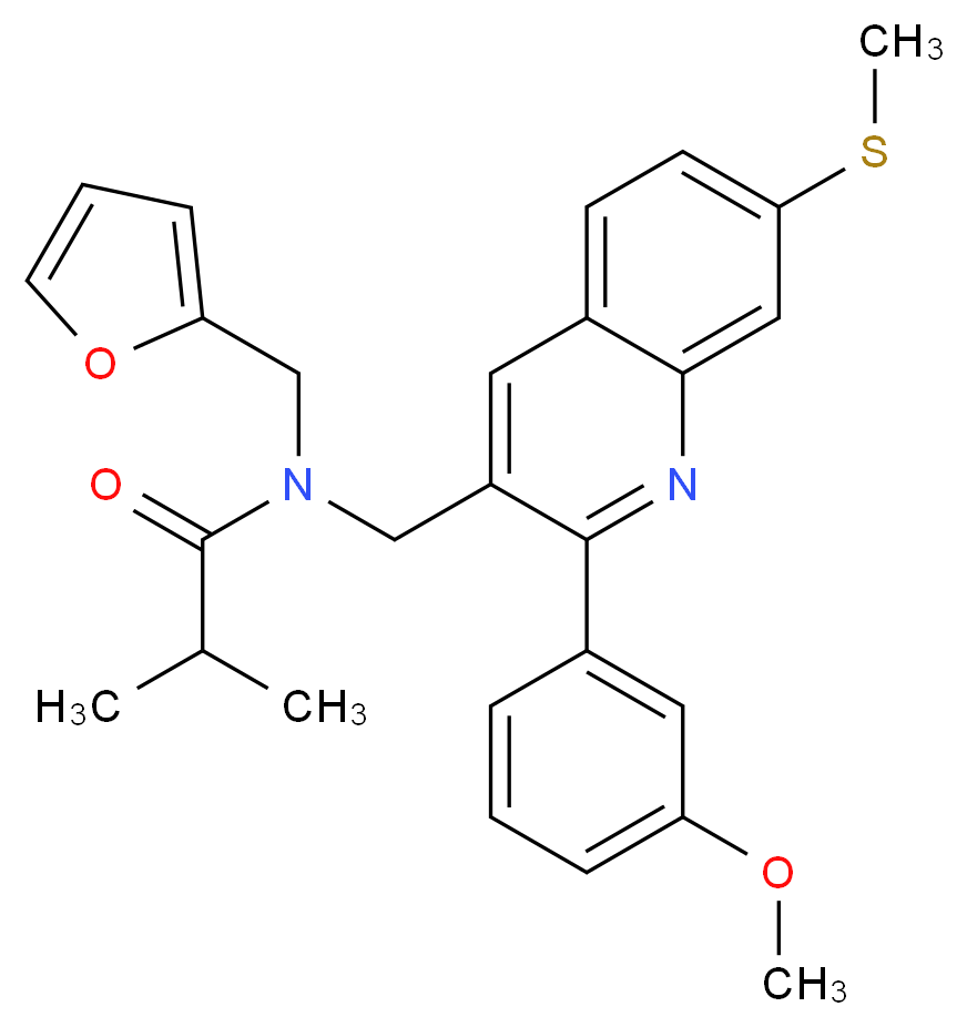 N-(2-furylmethyl)-N-{[2-(3-methoxyphenyl)-7-(methylthio)-3-quinolinyl]methyl}-2-methylpropanamide_分子结构_CAS_)