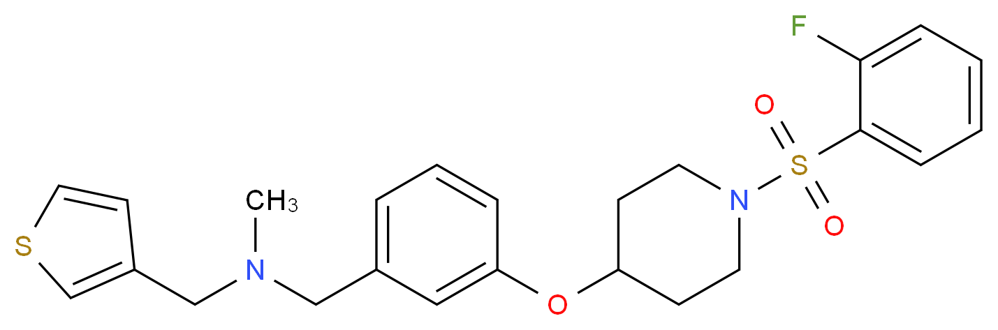 1-[3-({1-[(2-fluorophenyl)sulfonyl]-4-piperidinyl}oxy)phenyl]-N-methyl-N-(3-thienylmethyl)methanamine_分子结构_CAS_)