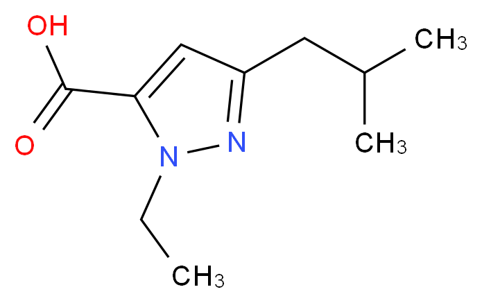 1-ethyl-3-(2-methylpropyl)-1H-pyrazole-5-carboxylic acid_分子结构_CAS_1015845-75-6