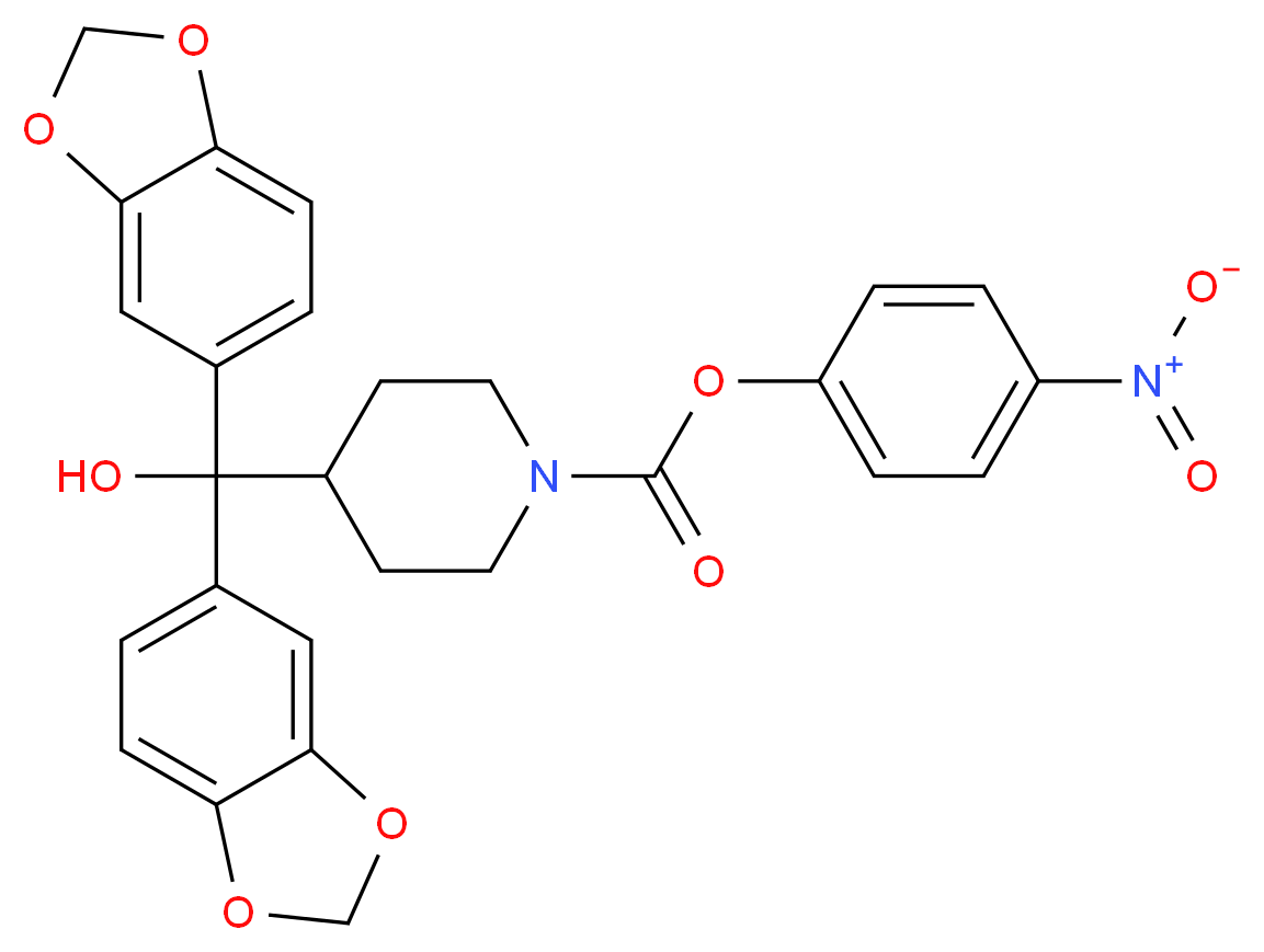 4-nitrophenyl 4-[bis(2H-1,3-benzodioxol-5-yl)(hydroxy)methyl]piperidine-1-carboxylate_分子结构_CAS_1101854-58-3