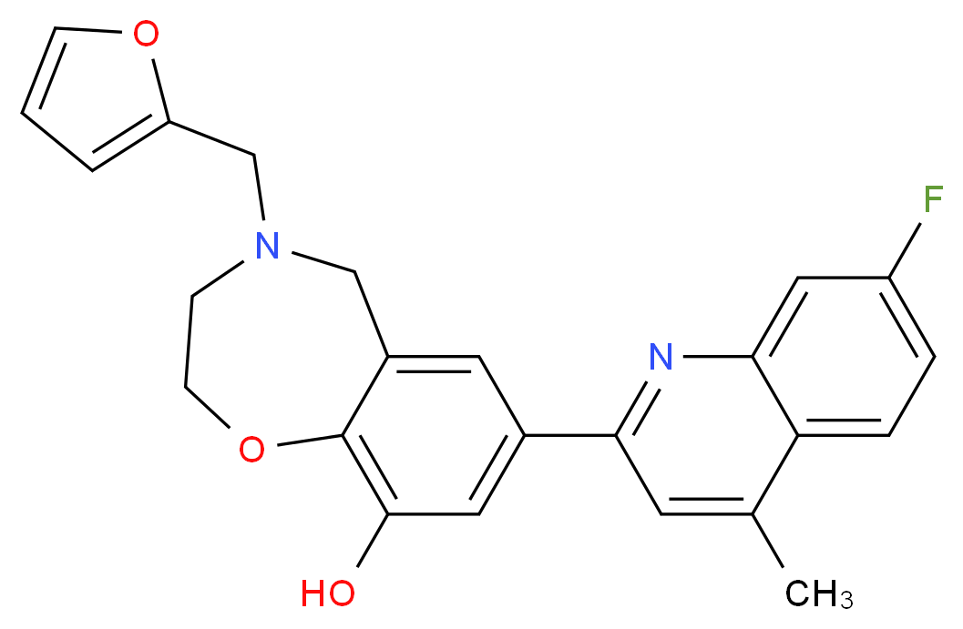 7-(7-fluoro-4-methyl-2-quinolinyl)-4-(2-furylmethyl)-2,3,4,5-tetrahydro-1,4-benzoxazepin-9-ol_分子结构_CAS_)