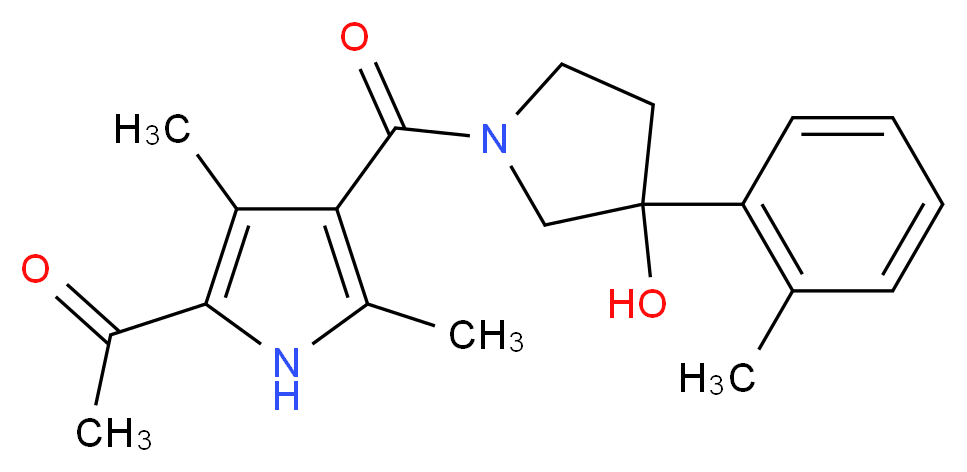 1-(4-{[3-hydroxy-3-(2-methylphenyl)pyrrolidin-1-yl]carbonyl}-3,5-dimethyl-1H-pyrrol-2-yl)ethanone_分子结构_CAS_)