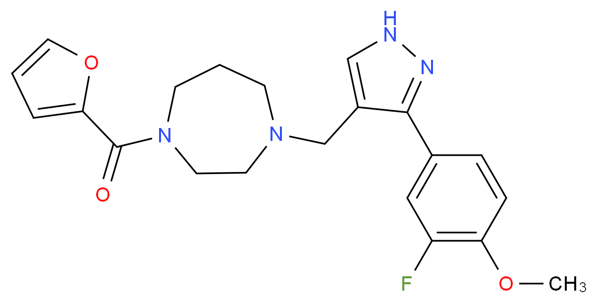 1-{[3-(3-fluoro-4-methoxyphenyl)-1H-pyrazol-4-yl]methyl}-4-(2-furoyl)-1,4-diazepane_分子结构_CAS_)