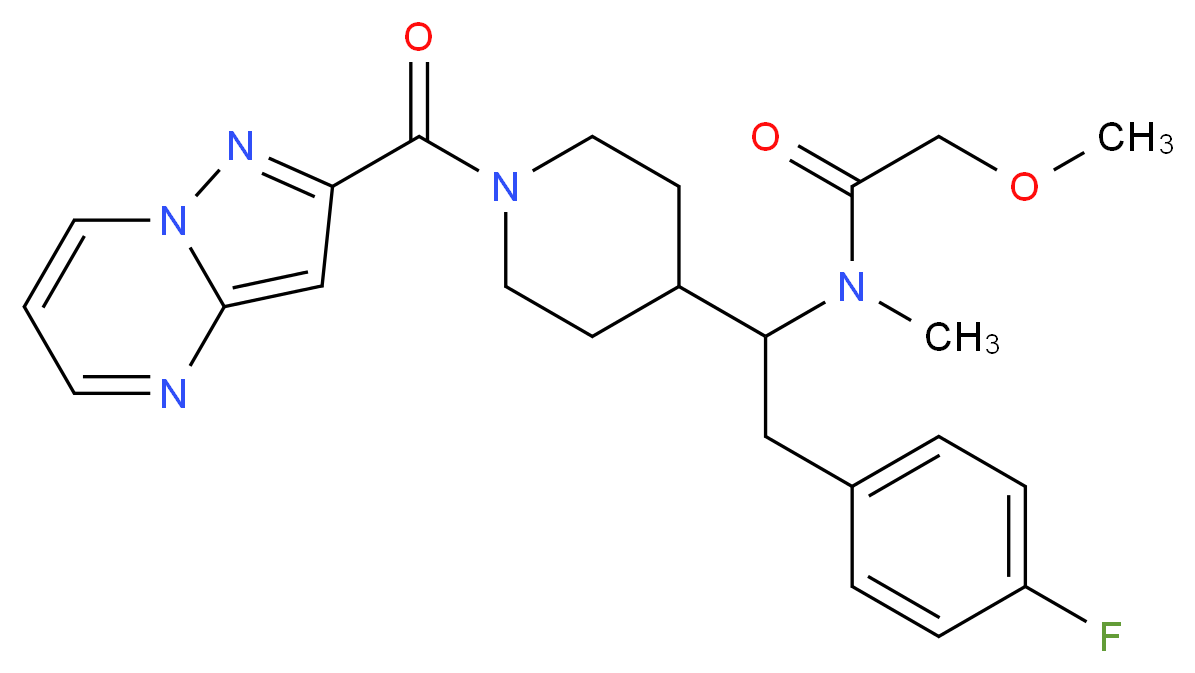 N-{2-(4-fluorophenyl)-1-[1-(pyrazolo[1,5-a]pyrimidin-2-ylcarbonyl)-4-piperidinyl]ethyl}-2-methoxy-N-methylacetamide_分子结构_CAS_)