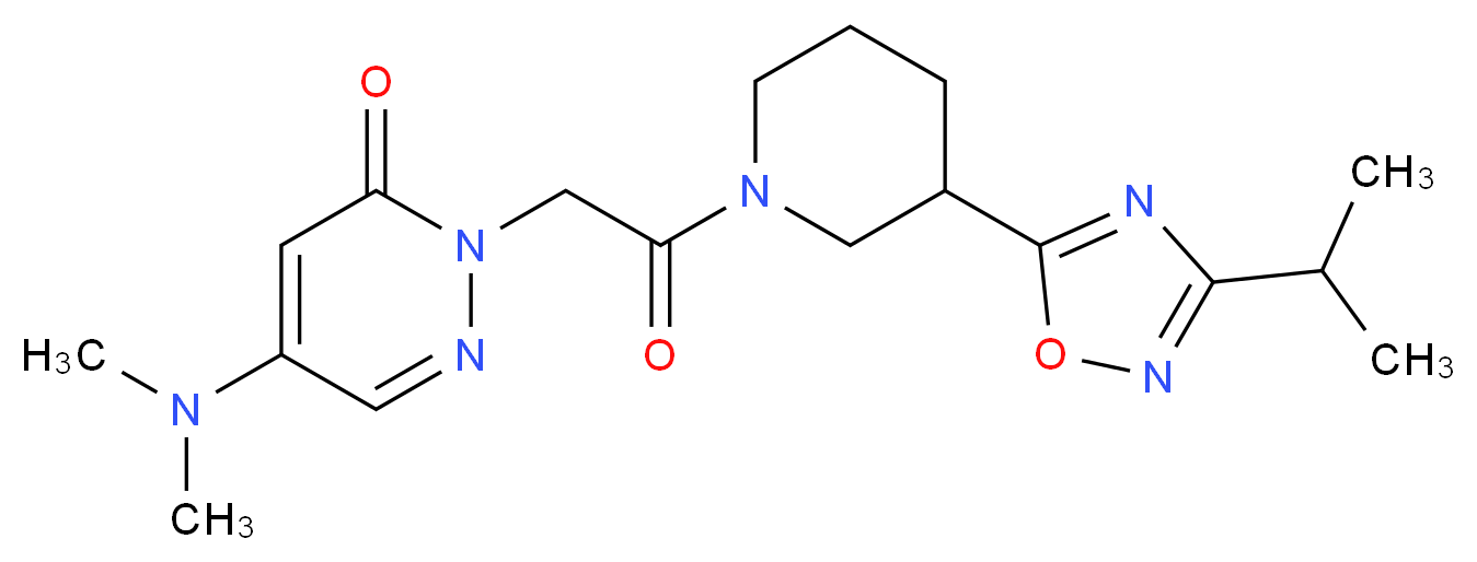 5-(dimethylamino)-2-{2-[3-(3-isopropyl-1,2,4-oxadiazol-5-yl)piperidin-1-yl]-2-oxoethyl}pyridazin-3(2H)-one_分子结构_CAS_)