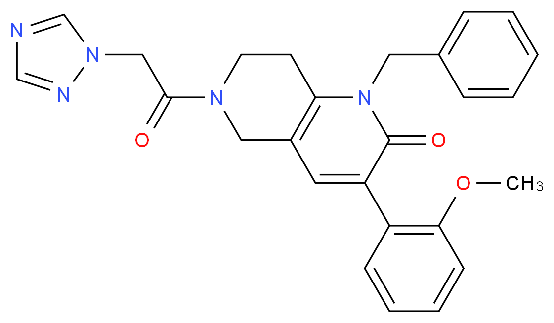 1-benzyl-3-(2-methoxyphenyl)-6-(1H-1,2,4-triazol-1-ylacetyl)-5,6,7,8-tetrahydro-1,6-naphthyridin-2(1H)-one_分子结构_CAS_)