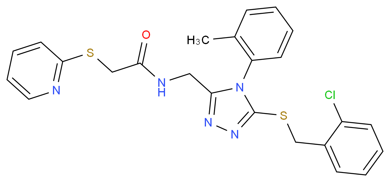 N-{[5-[(2-chlorobenzyl)thio]-4-(2-methylphenyl)-4H-1,2,4-triazol-3-yl]methyl}-2-(2-pyridinylthio)acetamide_分子结构_CAS_)