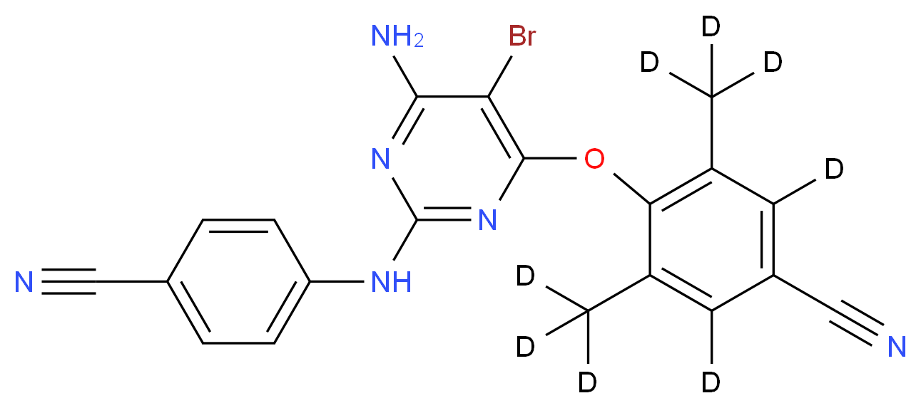 4-({6-amino-5-bromo-2-[(4-cyanophenyl)amino]pyrimidin-4-yl}oxy)-3,5-bis(<sup>2</sup>H<sub>3</sub>)methyl(<sup>2</sup>H<sub>2</sub>)benzonitrile_分子结构_CAS_1142096-06-7