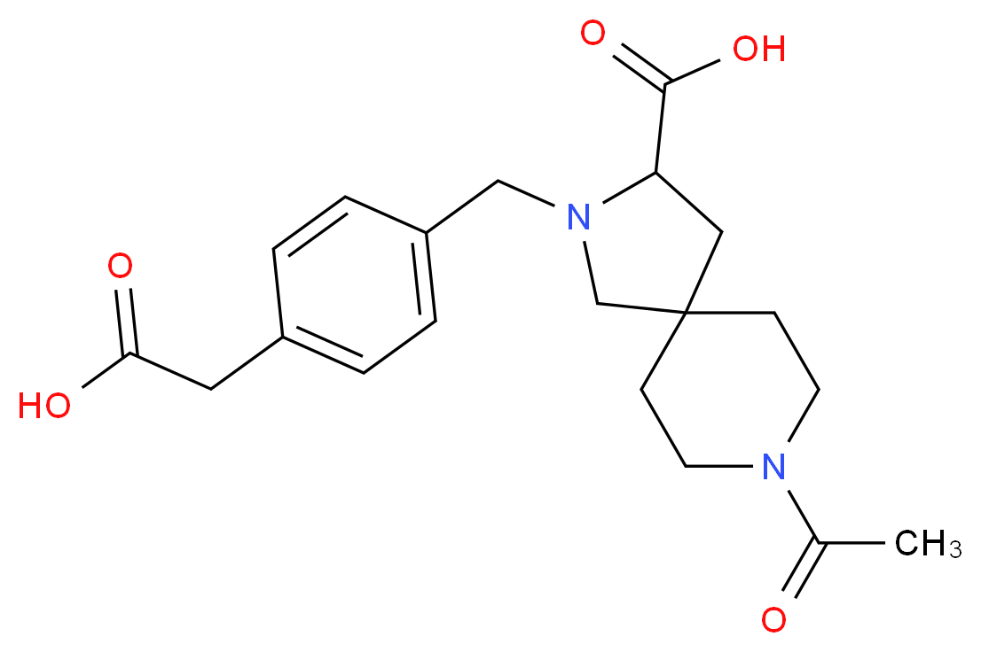 8-acetyl-2-[4-(carboxymethyl)benzyl]-2,8-diazaspiro[4.5]decane-3-carboxylic acid_分子结构_CAS_)