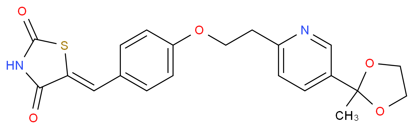 (5Z)-5-[(4-{2-[5-(2-methyl-1,3-dioxolan-2-yl)pyridin-2-yl]ethoxy}phenyl)methylidene]-1,3-thiazolidine-2,4-dione_分子结构_CAS_184766-62-9