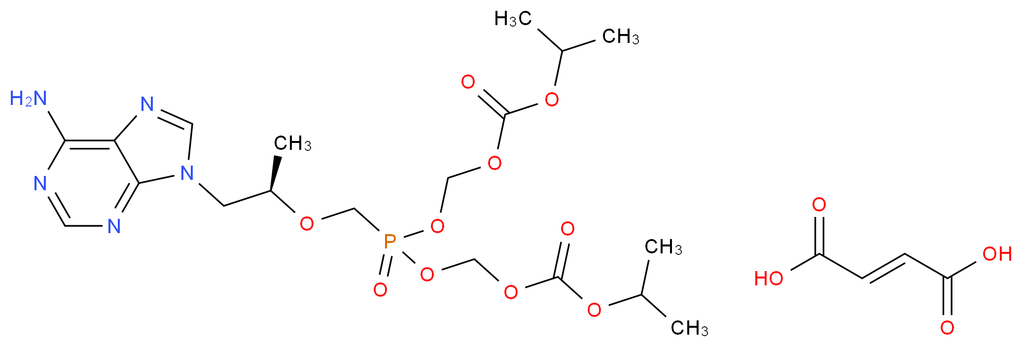 (2E)-but-2-enedioic acid; bis({[(propan-2-yloxy)carbonyl]oxy}methyl) {[(2R)-1-(6-amino-9H-purin-9-yl)propan-2-yl]oxy}methanephosphonate_分子结构_CAS_202138-50-9