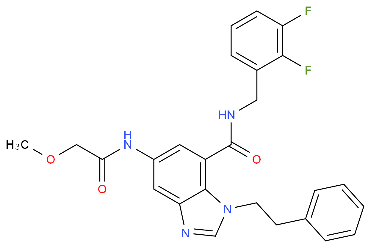 N-(2,3-difluorobenzyl)-5-[(methoxyacetyl)amino]-1-(2-phenylethyl)-1H-benzimidazole-7-carboxamide_分子结构_CAS_)