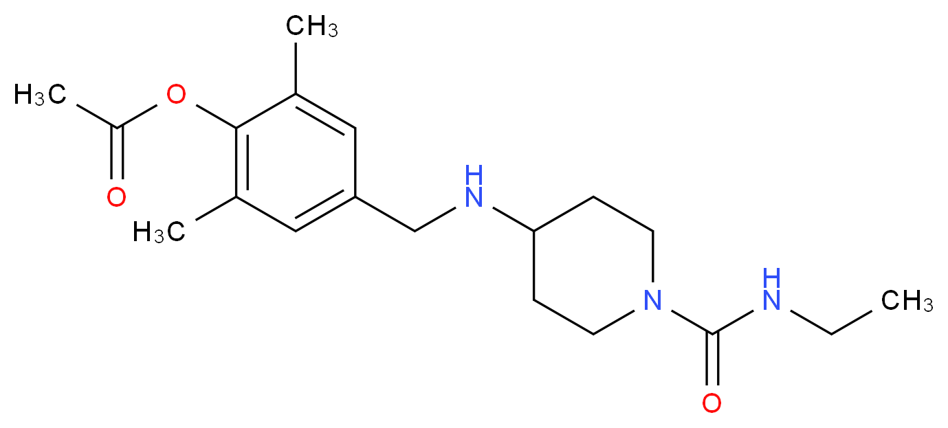4-[({1-[(ethylamino)carbonyl]piperidin-4-yl}amino)methyl]-2,6-dimethylphenyl acetate_分子结构_CAS_)
