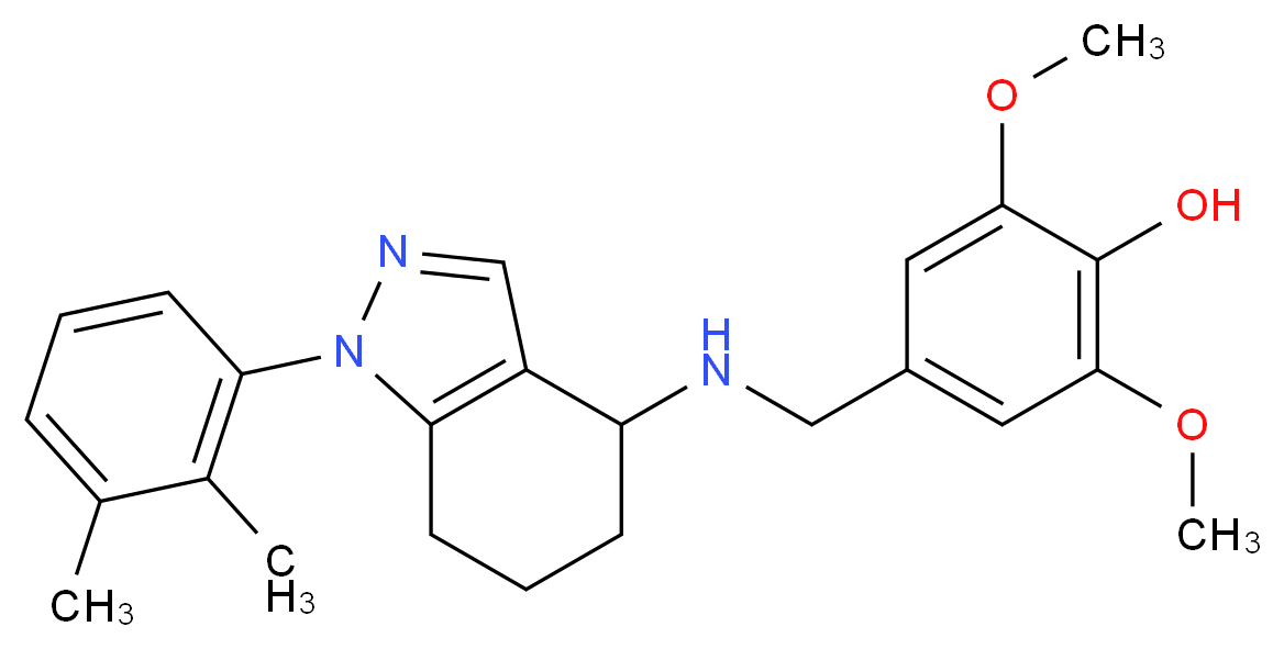 4-({[1-(2,3-dimethylphenyl)-4,5,6,7-tetrahydro-1H-indazol-4-yl]amino}methyl)-2,6-dimethoxyphenol_分子结构_CAS_)