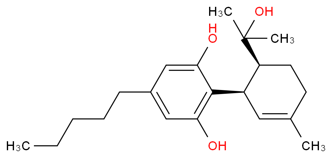 2-[(1R,6S)-6-(2-hydroxypropan-2-yl)-3-methylcyclohex-2-en-1-yl]-5-pentylbenzene-1,3-diol_分子结构_CAS_139561-95-8