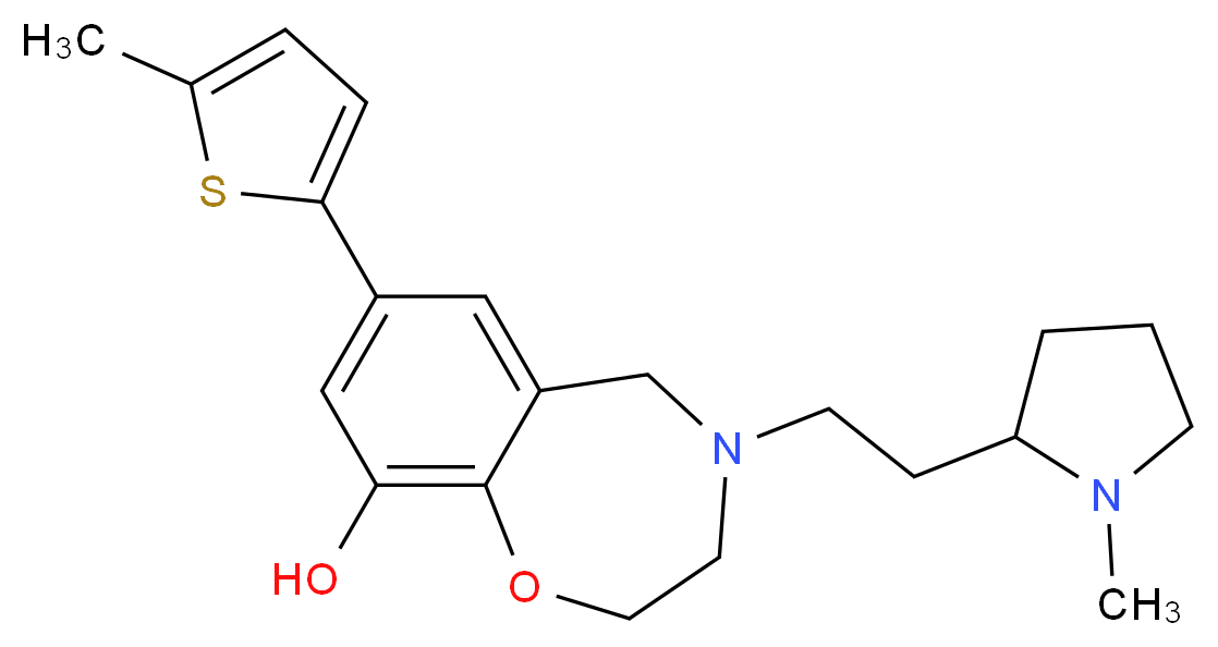 4-[2-(1-methylpyrrolidin-2-yl)ethyl]-7-(5-methyl-2-thienyl)-2,3,4,5-tetrahydro-1,4-benzoxazepin-9-ol_分子结构_CAS_)