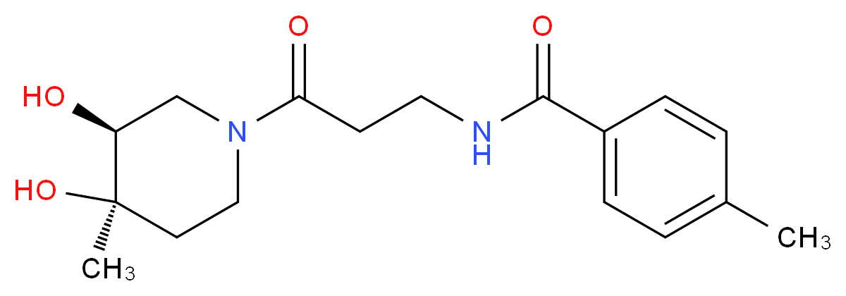 N-{3-[(3S*,4R*)-3,4-dihydroxy-4-methylpiperidin-1-yl]-3-oxopropyl}-4-methylbenzamide (non-preferred name)_分子结构_CAS_)