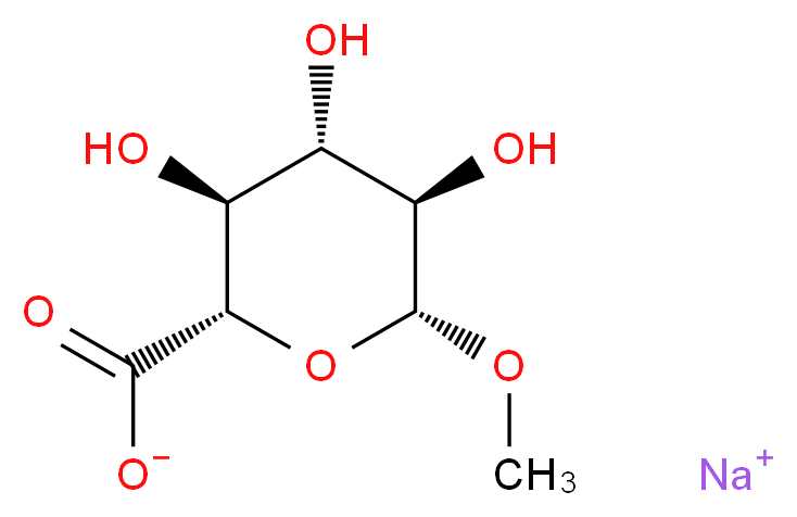 sodium (2S,3S,4S,5R,6R)-3,4,5-trihydroxy-6-methoxyoxane-2-carboxylate_分子结构_CAS_58189-74-5