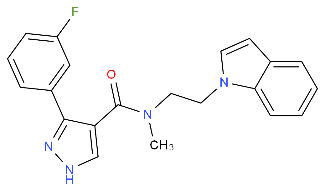 3-(3-fluorophenyl)-N-[2-(1H-indol-1-yl)ethyl]-N-methyl-1H-pyrazole-4-carboxamide_分子结构_CAS_)