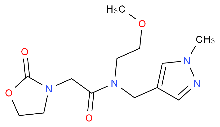 N-(2-methoxyethyl)-N-[(1-methyl-1H-pyrazol-4-yl)methyl]-2-(2-oxo-1,3-oxazolidin-3-yl)acetamide_分子结构_CAS_)