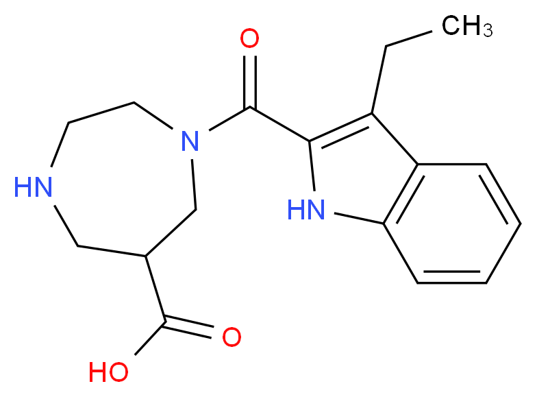 1-[(3-ethyl-1H-indol-2-yl)carbonyl]-1,4-diazepane-6-carboxylic acid_分子结构_CAS_)