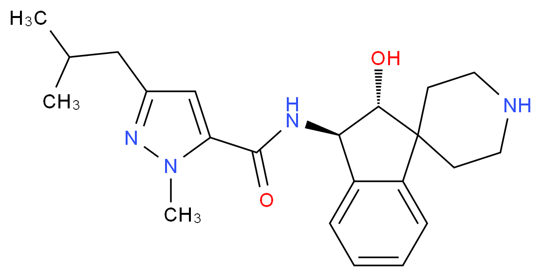 N-[(2R*,3R*)-2-hydroxy-2,3-dihydrospiro[indene-1,4'-piperidin]-3-yl]-3-isobutyl-1-methyl-1H-pyrazole-5-carboxamide_分子结构_CAS_)