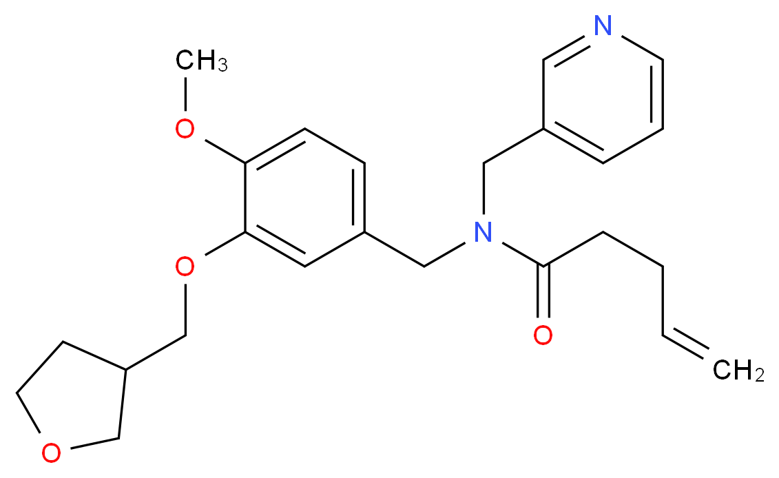 N-[4-methoxy-3-(tetrahydro-3-furanylmethoxy)benzyl]-N-(3-pyridinylmethyl)-4-pentenamide_分子结构_CAS_)