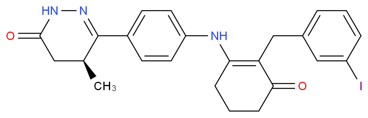 (5r)-6-(4-{[2-(3-Iodobenzyl)-3-Oxocyclohex-1-En-1-Yl]Amino}Phenyl)-5-Methyl-4,5-Dihydropyridazin-3(2h)-One_分子结构_CAS_)