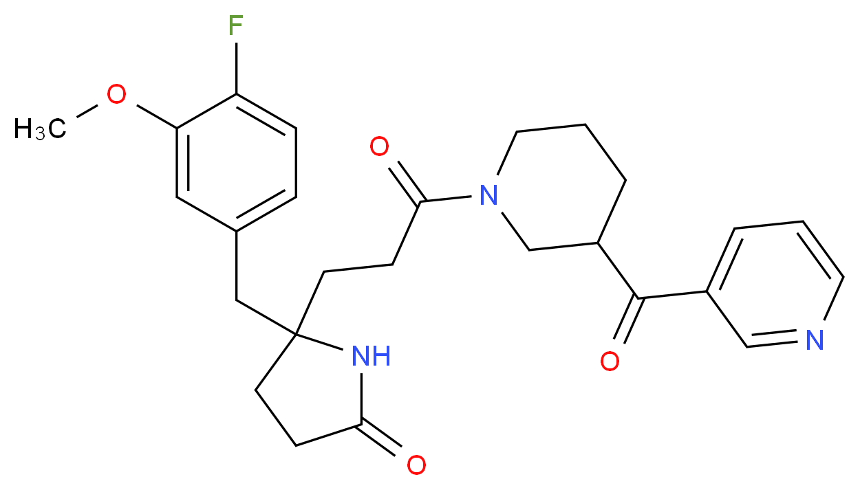 5-(4-fluoro-3-methoxybenzyl)-5-{3-oxo-3-[3-(3-pyridinylcarbonyl)-1-piperidinyl]propyl}-2-pyrrolidinone_分子结构_CAS_)