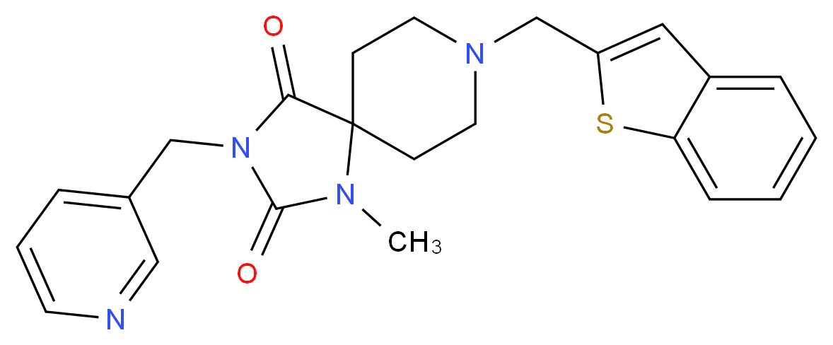 8-(1-benzothien-2-ylmethyl)-1-methyl-3-(3-pyridinylmethyl)-1,3,8-triazaspiro[4.5]decane-2,4-dione_分子结构_CAS_)