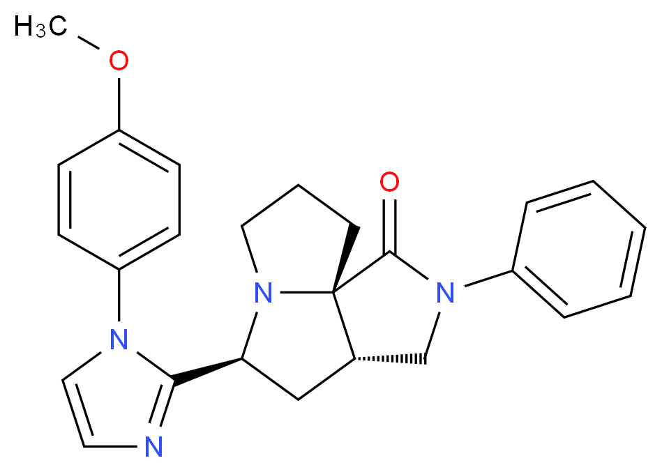 (3aS*,5S*,9aS*)-5-[1-(4-methoxyphenyl)-1H-imidazol-2-yl]-2-phenylhexahydro-7H-pyrrolo[3,4-g]pyrrolizin-1(2H)-one_分子结构_CAS_)