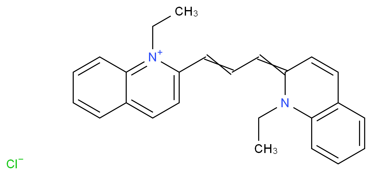 1-ethyl-2-[3-(1-ethyl-1,2-dihydroquinolin-2-ylidene)prop-1-en-1-yl]quinolin-1-ium chloride_分子结构_CAS_2768-90-3