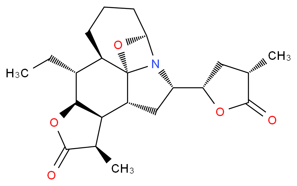 (1S,3S,5R,6S,7R,10S,11R,12R,16S)-11-ethyl-7-methyl-3-[(2S,4S)-4-methyl-5-oxooxolan-2-yl]-9,17-dioxa-2-azapentacyclo[10.5.0.0<sup>1</sup>,<sup>5</sup>.0<sup>2</sup>,<sup>1</sup><sup>6</sup>.0<sup>6</sup>,<sup>1</sup><sup>0</sup>]heptadecan-8-one_分子结构_CAS_929637-35-4