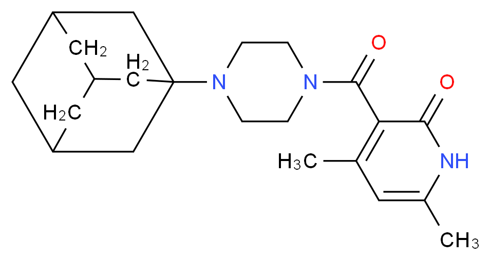 3-{[4-(1-adamantyl)-1-piperazinyl]carbonyl}-4,6-dimethyl-2(1H)-pyridinone_分子结构_CAS_)