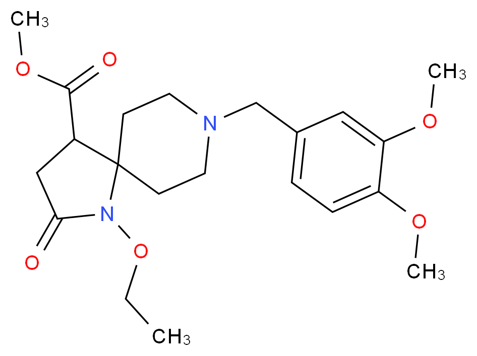 methyl 8-(3,4-dimethoxybenzyl)-1-ethoxy-2-oxo-1,8-diazaspiro[4.5]decane-4-carboxylate_分子结构_CAS_)