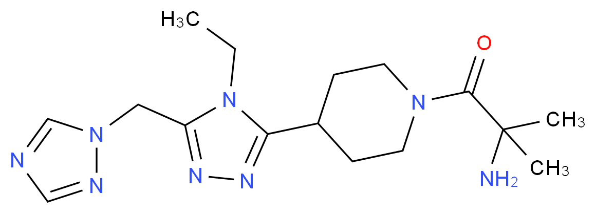 (2-{4-[4-ethyl-5-(1H-1,2,4-triazol-1-ylmethyl)-4H-1,2,4-triazol-3-yl]piperidin-1-yl}-1,1-dimethyl-2-oxoethyl)amine_分子结构_CAS_)