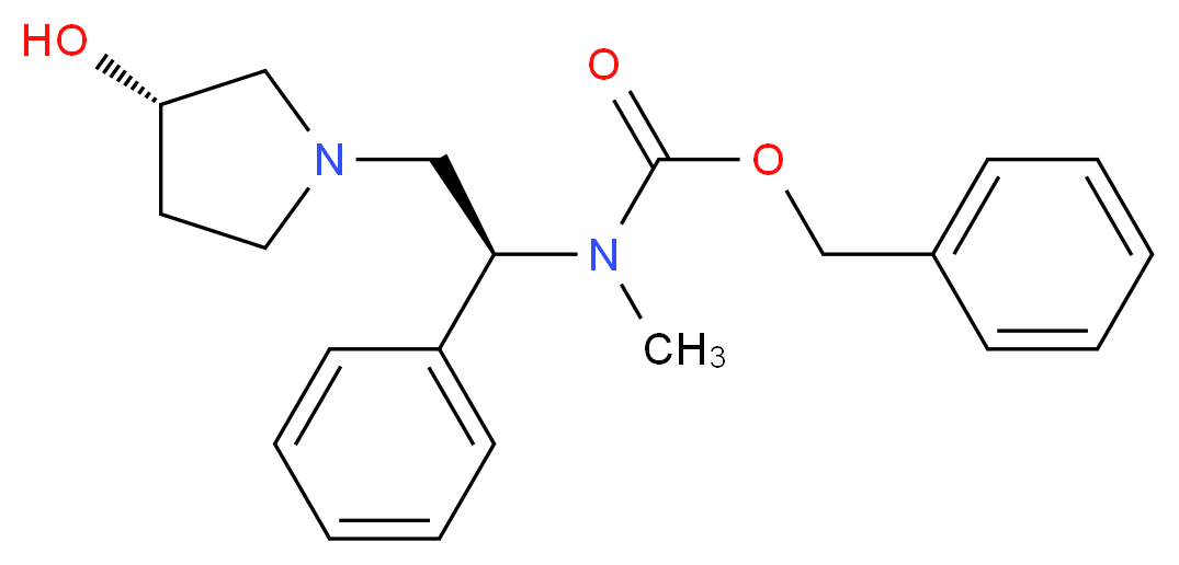 benzyl N-[(1S)-2-[(3S)-3-hydroxypyrrolidin-1-yl]-1-phenylethyl]-N-methylcarbamate_分子结构_CAS_672310-23-5