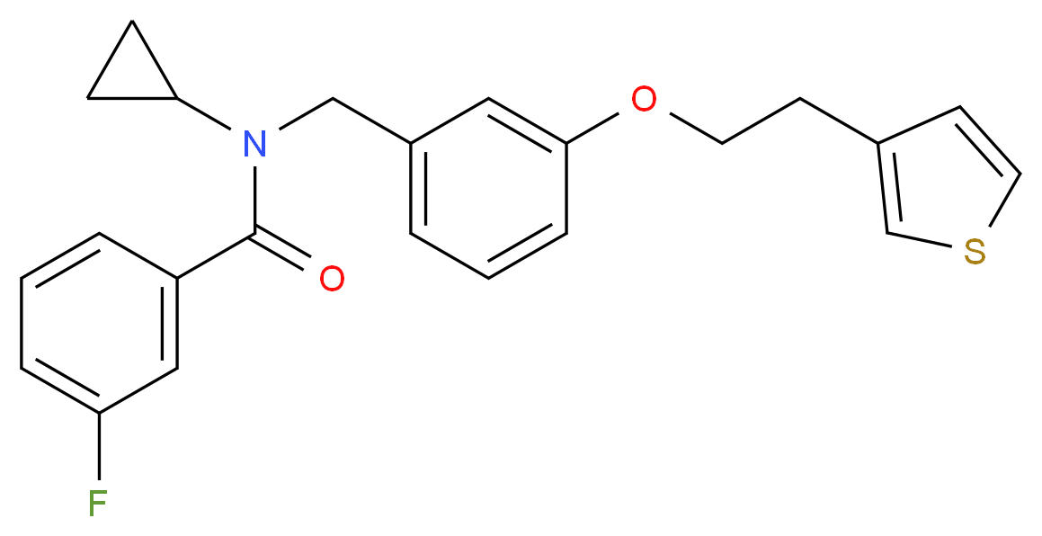 N-cyclopropyl-3-fluoro-N-{3-[2-(3-thienyl)ethoxy]benzyl}benzamide_分子结构_CAS_)