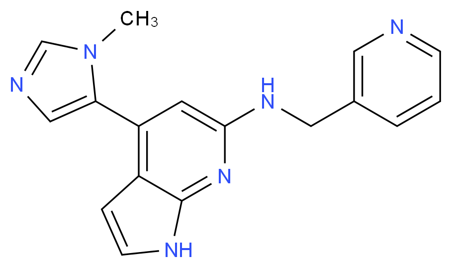 4-(1-methyl-1H-imidazol-5-yl)-N-(3-pyridinylmethyl)-1H-pyrrolo[2,3-b]pyridin-6-amine_分子结构_CAS_)