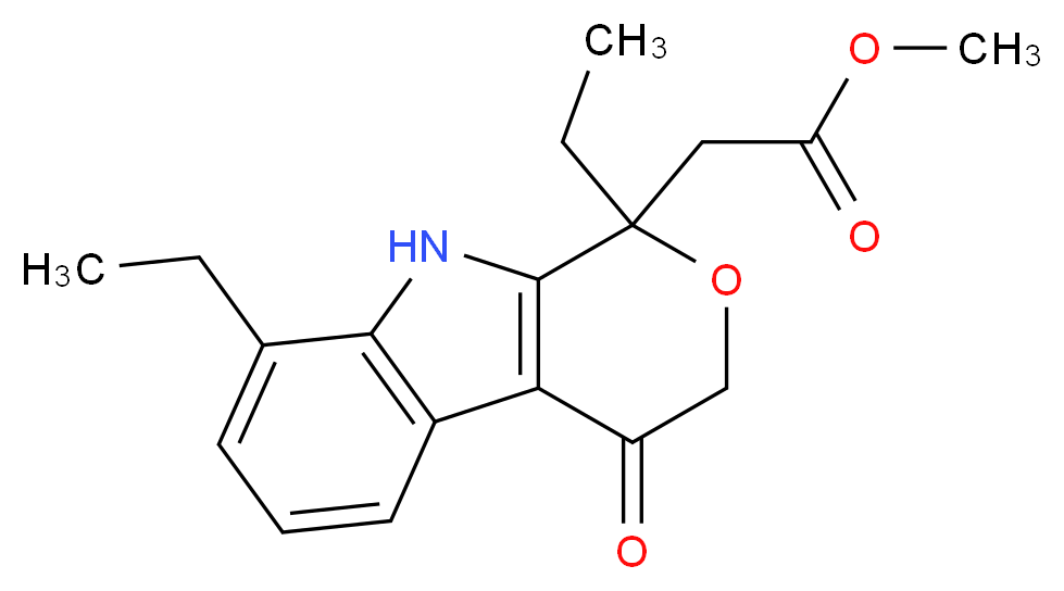 1,8-Diethyl-1,3,4,9-tetrahydro-4-oxo-pyrano[3,4-b]indole-1-acetic Acid Methyl Ester_分子结构_CAS_111478-84-3)