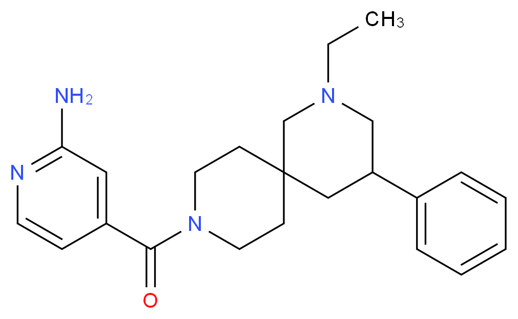 4-[(2-ethyl-4-phenyl-2,9-diazaspiro[5.5]undec-9-yl)carbonyl]-2-pyridinamine_分子结构_CAS_)