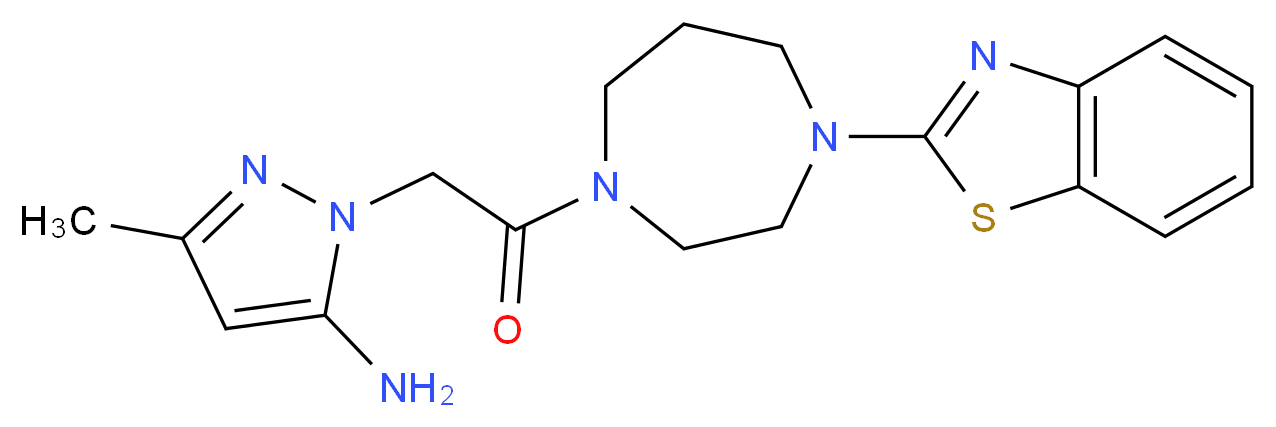 1-{2-[4-(1,3-benzothiazol-2-yl)-1,4-diazepan-1-yl]-2-oxoethyl}-3-methyl-1H-pyrazol-5-amine_分子结构_CAS_)