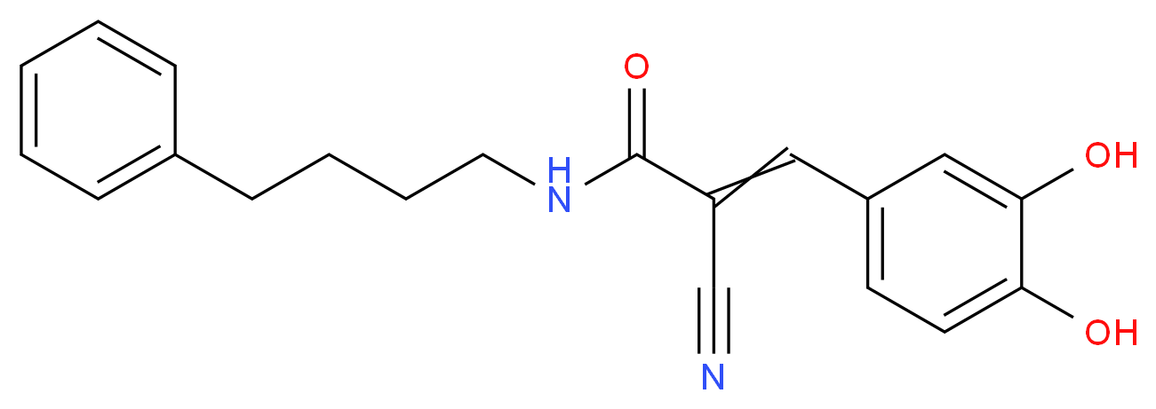 2-cyano-3-(3,4-dihydroxyphenyl)-N-(4-phenylbutyl)prop-2-enamide_分子结构_CAS_133550-41-1