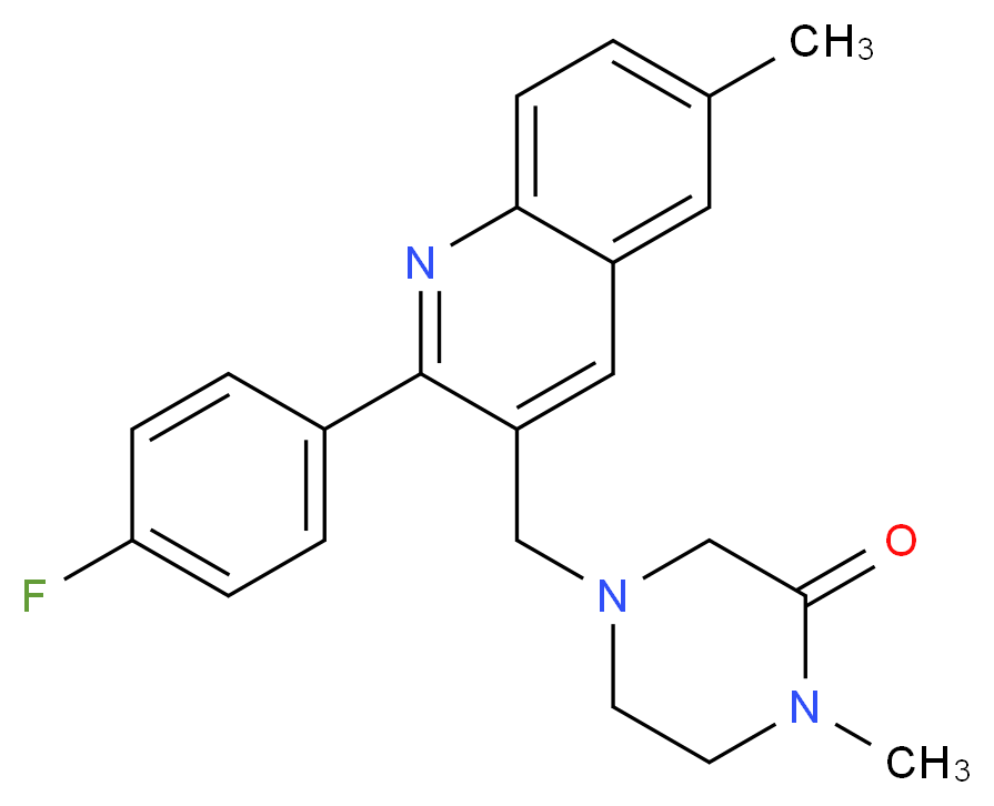 4-{[2-(4-fluorophenyl)-6-methyl-3-quinolinyl]methyl}-1-methyl-2-piperazinone_分子结构_CAS_)