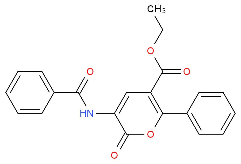 ethyl 3-benzamido-2-oxo-6-phenyl-2H-pyran-5-carboxylate_分子结构_CAS_127143-18-4