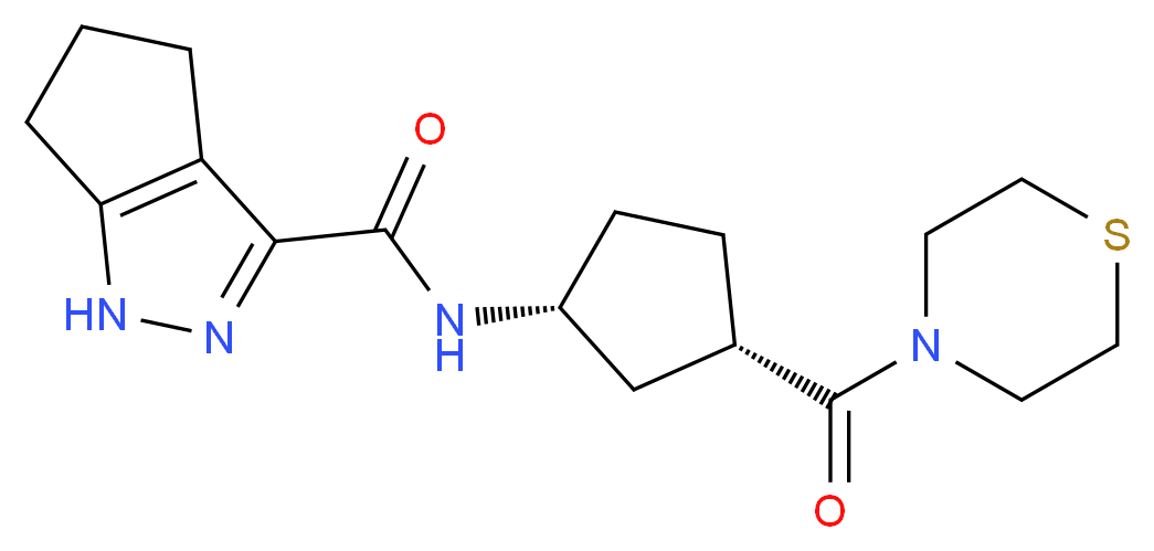 N-[(1R*,3S*)-3-(4-thiomorpholinylcarbonyl)cyclopentyl]-1,4,5,6-tetrahydrocyclopenta[c]pyrazole-3-carboxamide_分子结构_CAS_)