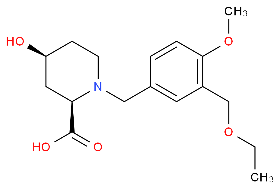 (2R*,4S*)-1-[3-(ethoxymethyl)-4-methoxybenzyl]-4-hydroxypiperidine-2-carboxylic acid_分子结构_CAS_)