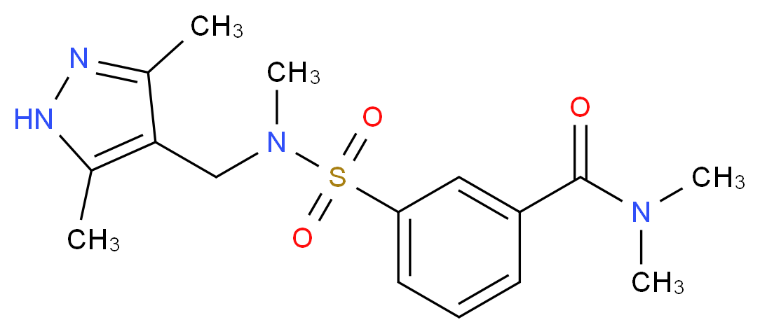 3-{[[(3,5-dimethyl-1H-pyrazol-4-yl)methyl](methyl)amino]sulfonyl}-N,N-dimethylbenzamide_分子结构_CAS_)