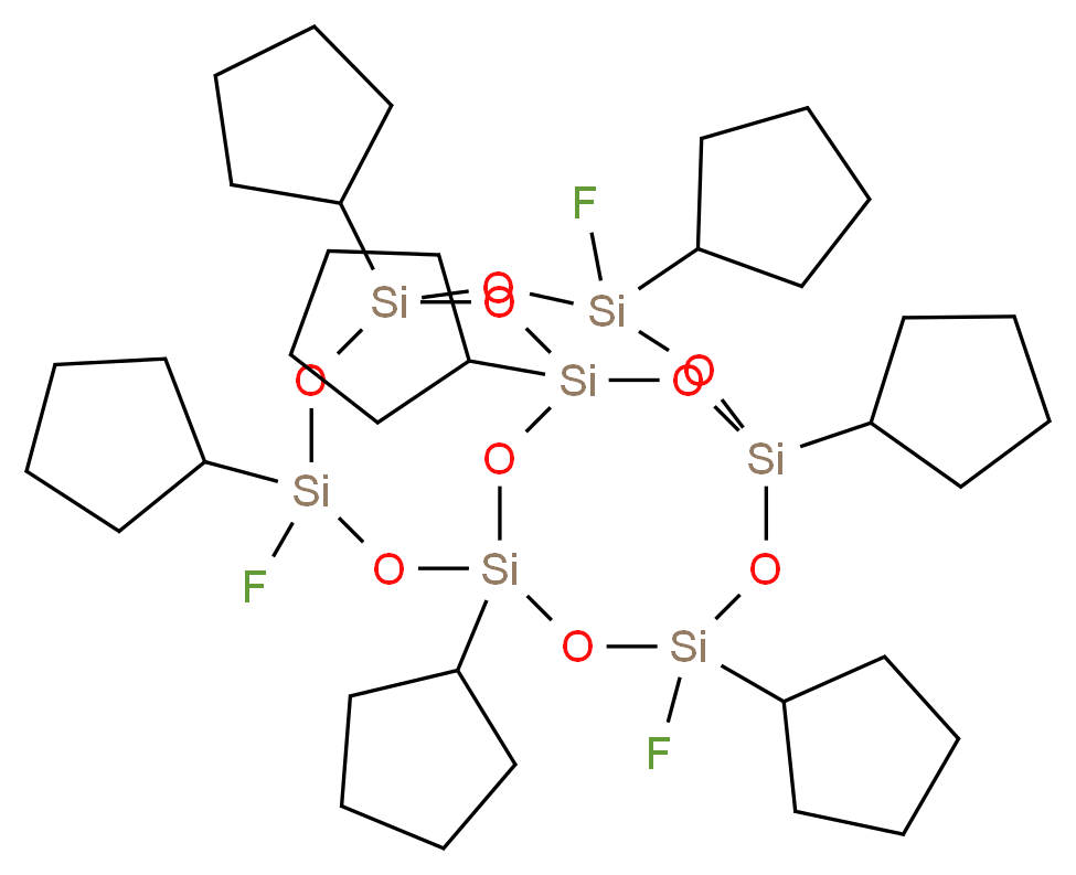 1,3,5,7,9,11,14-heptacyclopentyl-3,7,14-trifluorotricyclo[7.3.3.1<sup>5</sup>,<sup>1</sup><sup>1</sup>]heptasiloxane_分子结构_CAS_307531-89-1