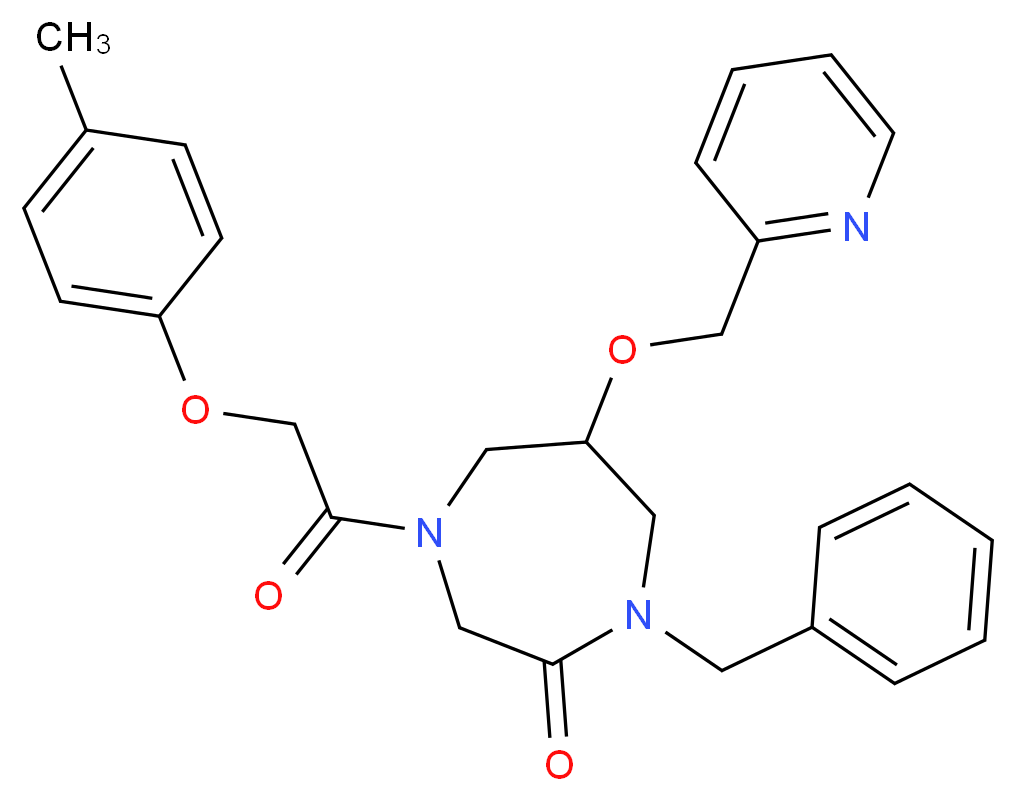 1-benzyl-4-[(4-methylphenoxy)acetyl]-6-(2-pyridinylmethoxy)-1,4-diazepan-2-one_分子结构_CAS_)